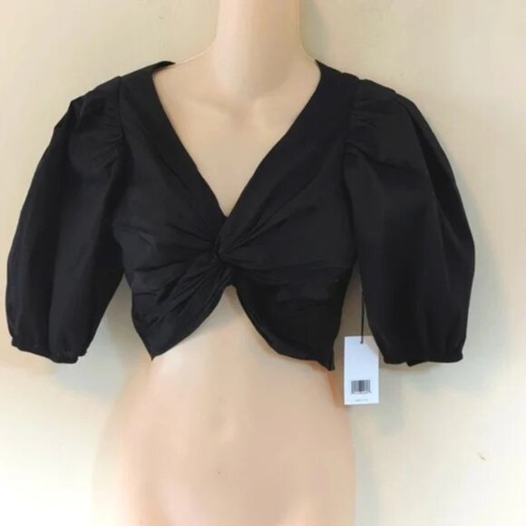 NWOT Jason Wu black ruched crop top - Picture 2 of 7